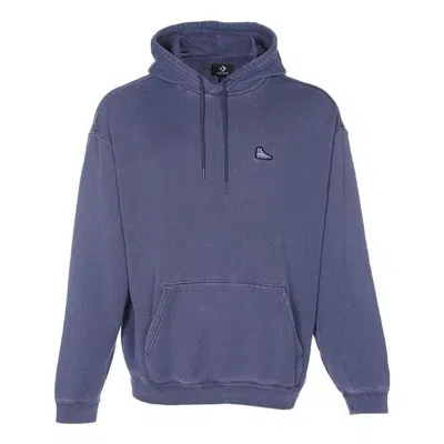 Converse Loose Fit Sneaker Patch Hoodie 'blue' In Purple