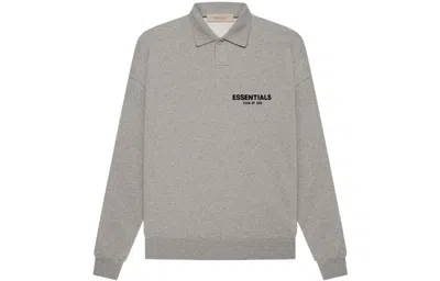 Essentials Fear Of God  Ss22 Long Sleeve Polo Shirt 'dark Oatmeal' In Gray