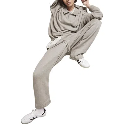 Essentials Fear Of God  Ss22 Long Sleeve Polo Shirt 'dark Oatmeal' In Gray