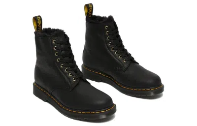 Dr. Martens' Dr. Martens 1460 Pascal Fur Lined Ankle High Top Retro Martin Boots Unisex Black