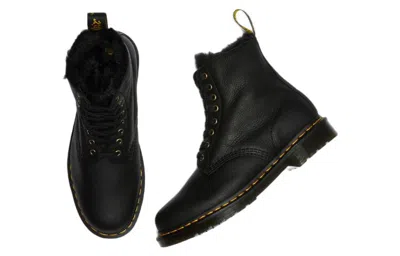 Dr. Martens' Dr. Martens 1460 Pascal Fur Lined Ankle High Top Retro Martin Boots Unisex Black