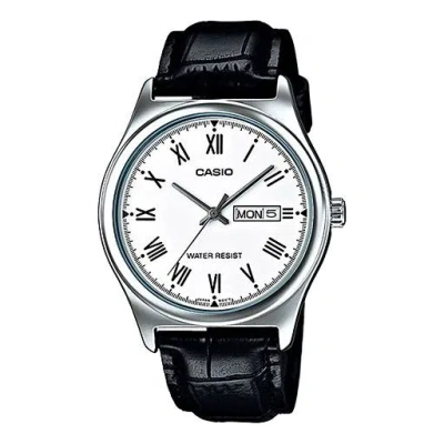 Casio Waterproof Quartz White Dialblack Strap Mens Whiteblack Analog