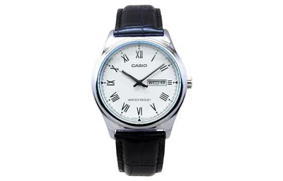 Casio Waterproof Quartz White Dialblack Strap Mens Whiteblack Analog