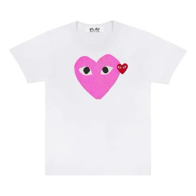 Comme Des Garçons Play (wmns) Comme Des Garcons Play Colored Heart Tee 'white Pink'