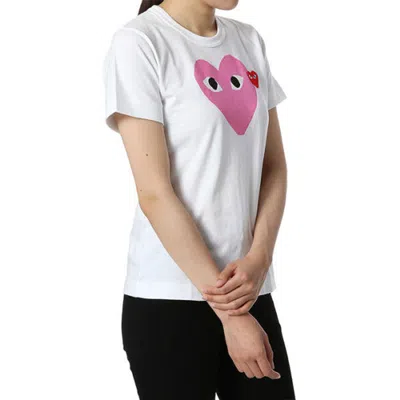 Comme Des Garçons Play (wmns) Comme Des Garcons Play Colored Heart Tee 'white Pink'