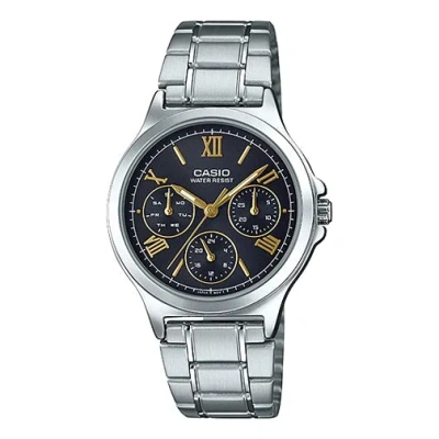 Casio Stainless Steel Strap Black Dial Unisex Silvery Couple Analog Unisex Mens In Metallic