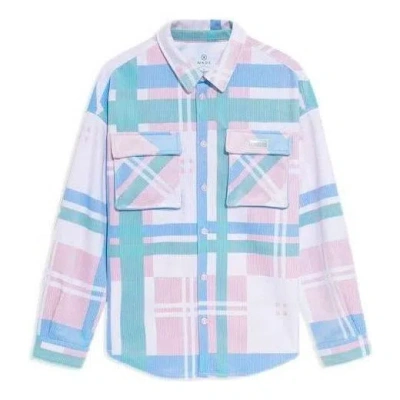 Li-ning Wade Series Colorblock Plaid Loose Shirt 'white Pink Blue' In Multi