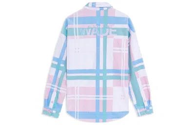 Li-ning Wade Series Colorblock Plaid Loose Shirt 'white Pink Blue' In Multi