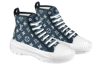 Pre-owned Louis Vuitton (wmns)  Squad Ankle Sneakers 'denim With Monogram' In Multi