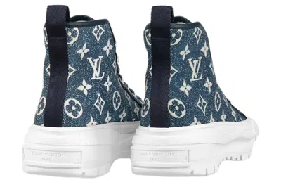 Pre-owned Louis Vuitton (wmns)  Squad Ankle Sneakers 'denim With Monogram' In Multi