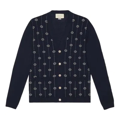 Gucci (wmns)  Wool Interlocking G Stripe Cardigan 'dark Blue'