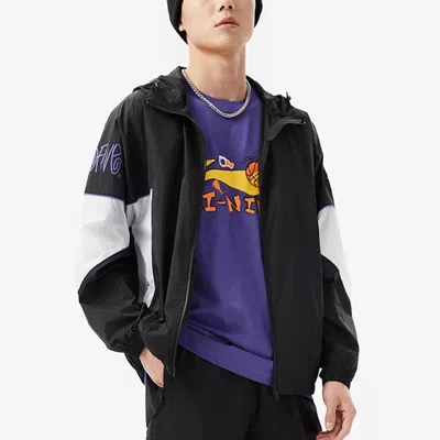 Li-ning Badfive Logo Loose Fit Jacket 'black White' In Black