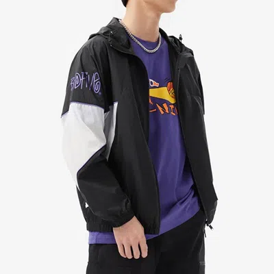 Li-ning Badfive Logo Loose Fit Jacket 'black White' In Black