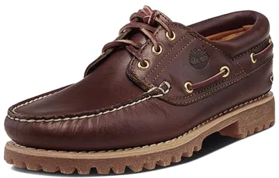 Timberland Authentic Brown Loafers With Embossed Logo On The Side In Leather Man In Burgundy