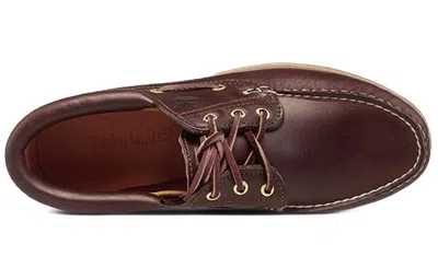 Timberland Authentic Brown Loafers With Embossed Logo On The Side In Leather Man In Burgundy