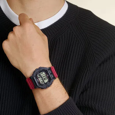 Casio Fashion Stylish Quartz Watch Numeric Resin Strap Red/black