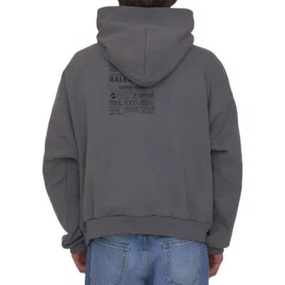 Balenciaga Logo Cotton Hoodie In Grey