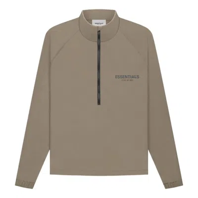 Essentials Fear Of God  Fw21 Half Zip Track Jacket Harvest In Gray