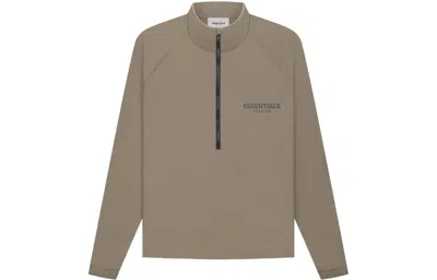 Essentials Fear Of God  Fw21 Half Zip Track Jacket Harvest In Gray