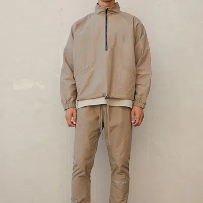 Essentials Fear Of God  Fw21 Half Zip Track Jacket Harvest In Gray