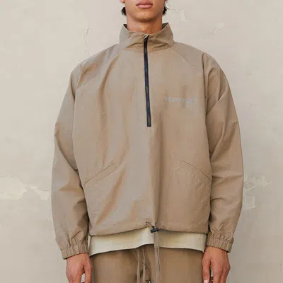 Essentials Fear Of God  Fw21 Half Zip Track Jacket Harvest In Gray