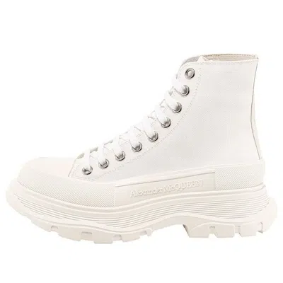 Alexander Mcqueen 45mm Tread Slick Canvas Combat Boots In White
