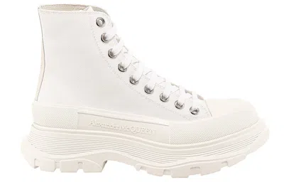 Alexander Mcqueen 45mm Tread Slick Canvas Combat Boots In White