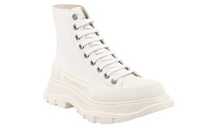 Alexander Mcqueen 45mm Tread Slick Canvas Combat Boots In White