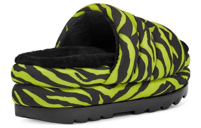 Ugg Maxi Slide Tiger Print In Key Lime In Black