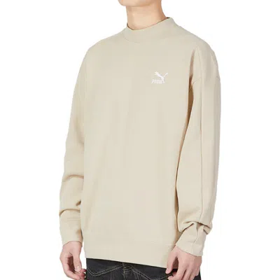 Puma T7 Mock Neck Crew Dk 'beige' In Neutral