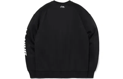 Li-ning Sports Fashion Series Embroidered Logo Loose Fleece Lined Round Neck Pullover 'black'