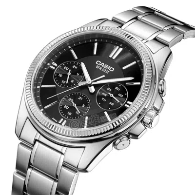 Casio Waterproof Stainless Steel Strap Quartz Mens Black Analog