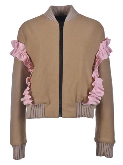 Msgm Ruffled Jacket In Brown