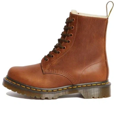 Dr. Martens Damen Leder 1460 Serena Stiefeletten Mit Kunstfellfutter In Brown