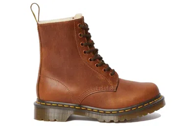 Dr. Martens Damen Leder 1460 Serena Stiefeletten Mit Kunstfellfutter In Brown