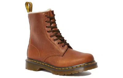 Dr. Martens Damen Leder 1460 Serena Stiefeletten Mit Kunstfellfutter In Brown