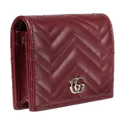 Gucci Gg Marmont Rosso Ancora Card Holder Women In Red
