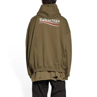 Balenciaga Logo-print Large Fit Hoodie In Green