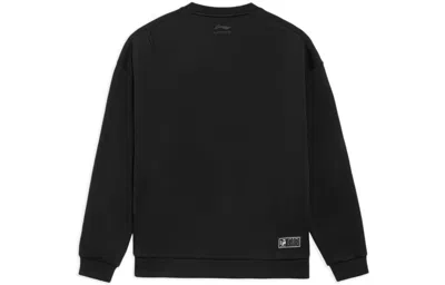 Li-ning Cf Sports Living Series Alphabet Embroidered Loose Round Neck Pullover 'black'