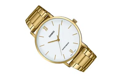 Casio Waterproof White Watch Dial White Analog In Gold