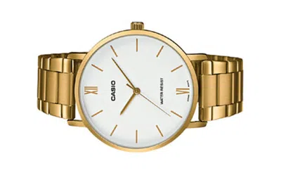 Casio Waterproof White Watch Dial White Analog In Gold