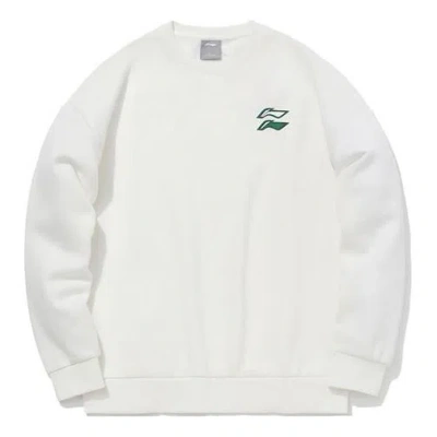 Li-ning Round Neck Casual Sports Long Sleeves Pullover 'white'