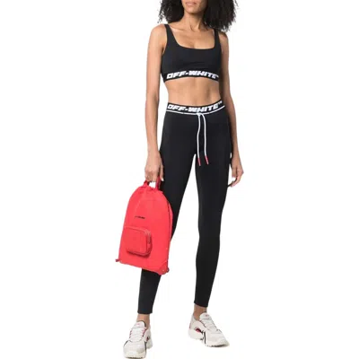 Off-white Black Leggings With Logo And Drawstring In Stretch Polyamide Woman In Black