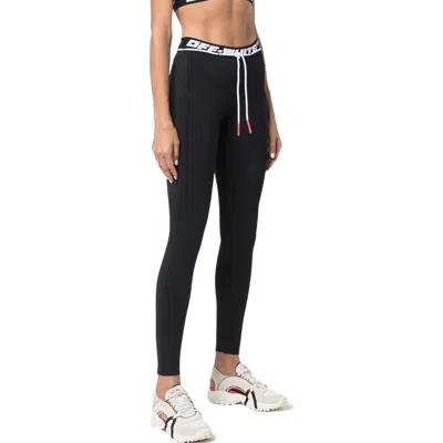 Off-white Black Leggings With Logo And Drawstring In Stretch Polyamide Woman In Black