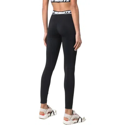 Off-white Black Leggings With Logo And Drawstring In Stretch Polyamide Woman In Black