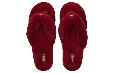 Puma (wmns)  Fluff Flip Slides 'persian Red Team Gold' In Burgundy