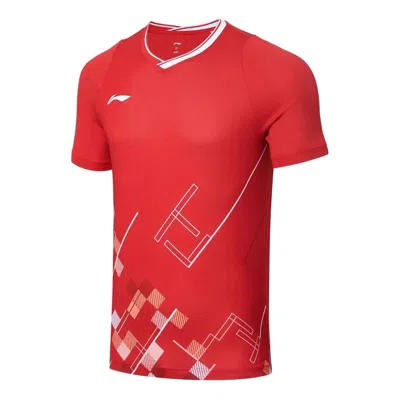 Li-ning Graphic Badminton Competition T-shirt 'red' In Brown