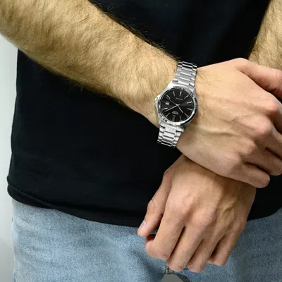 Casio Waterproof Stainless Steel Strap Black Dialsilver Strap Mens Blacksilver Analog In Metallic