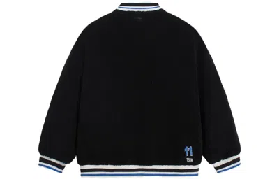 Li-ning Logo Polar Fleece Baseball Jacket 'black Blue'