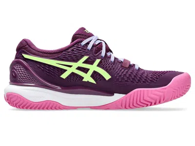 Asics (wmns)  Gel-resolution 9 Padel 'deep Mauve Lime Green' In Purple
